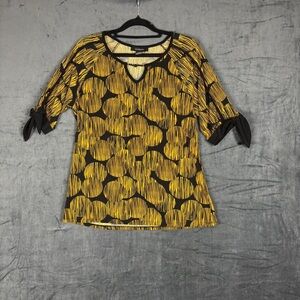 Mccoy Yellow and Black Graphic Tie Front Blouse
